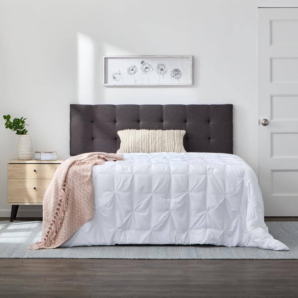 Lucid Charcoal Square Tufted Mid-Rise Headboard - Twin