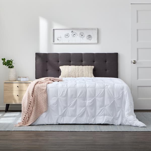 Brookside Kaylee Adjustable Charcoal Twin/Twin XL Upholstered Low Profile Headboard with Square Tufting
