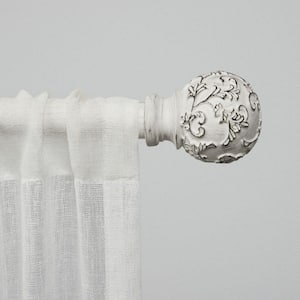 Vine 36 in. - 72 in. Adjustable 1 in. Single Curtain Rod Kit in Distressed White with Finial