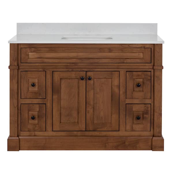 Horsham 49 in. Single Sink Dawn Brown Freestanding Bath Vanity with Mineral White Quartz Top Assembled