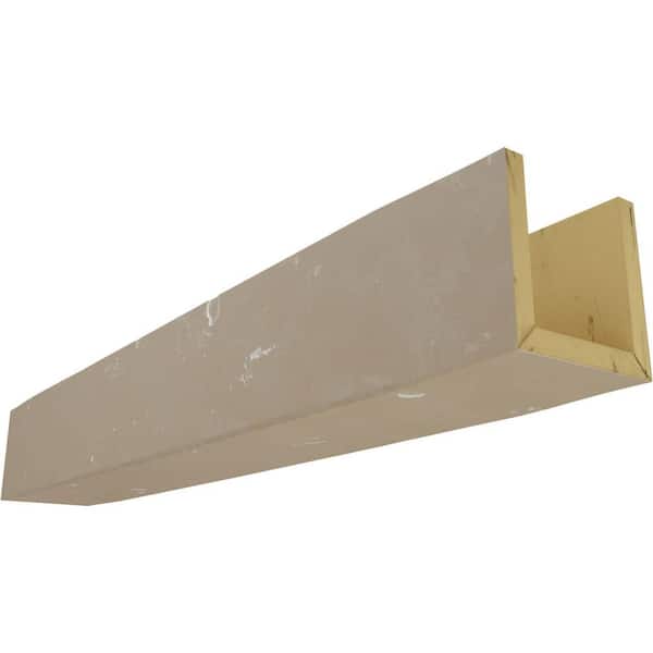 Ekena Millwork 8 in. x 10 in. x 8 ft. 3-Sided (U-Beam) Knotty Pine White Washed Faux Wood Ceiling Beam