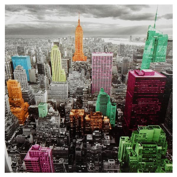Oriental Furniture 32 in. x 24 in. "High-Lights of New York Skyline" Canvas Wall Art