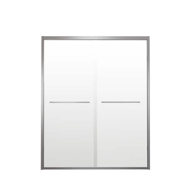 60 in. W x 74 in. H Double Sliding Aluminum Framed Shower Door in Chrome with Clear Tempered Glass