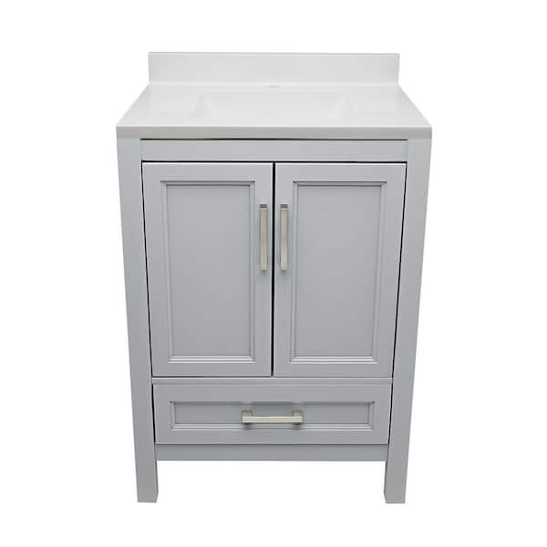 Ella Nevado 25 in. W x 19 in. D x 36 in. H Bath Vanity in Gray with White Cultured Marble Top Single Hole