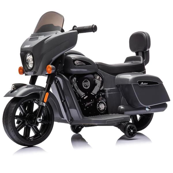 6V Battery Powered Ride On Motorcycle w/Training Wheels, Headlight & outlet Music, Foot