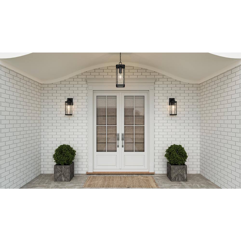 Buckley Matte Black Outdoor Hanging Lantern with Clear Glass