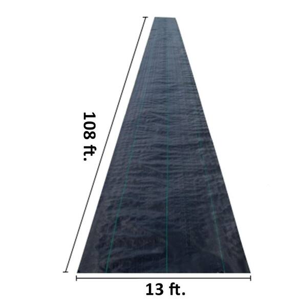 Unbranded - 13 ft. x 108 ft. 5 oz Heavy Duty Weed Barrier Woven PP Fabric, High Permeability Ground Cover, Weed Blocker Mat, Black