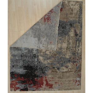 Gray 8 ft. 1 in. x 10 ft. 3 in. Hand-Knotted Wool Galaxy Area Rug