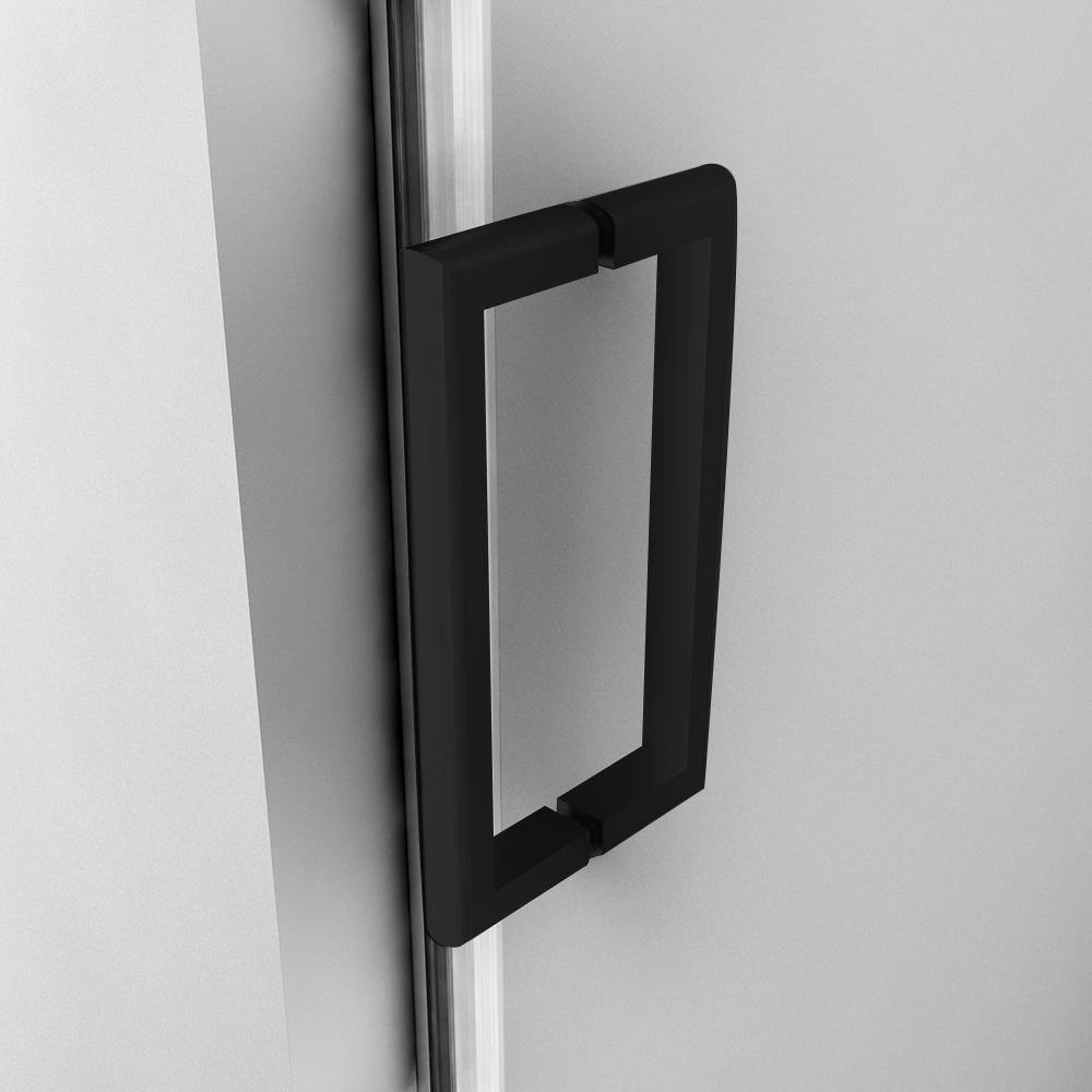 60" Matte Black Frameless Sliding Shower Door with Clear Glass