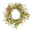 National Tree Company 20 in. Flowering Pink and Green Easter Wreath RAE ...