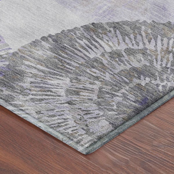 Mayfield Premium Machine Washable Abstract AMF2351 Plum 2 ft. x 3 ft. Accent Rug