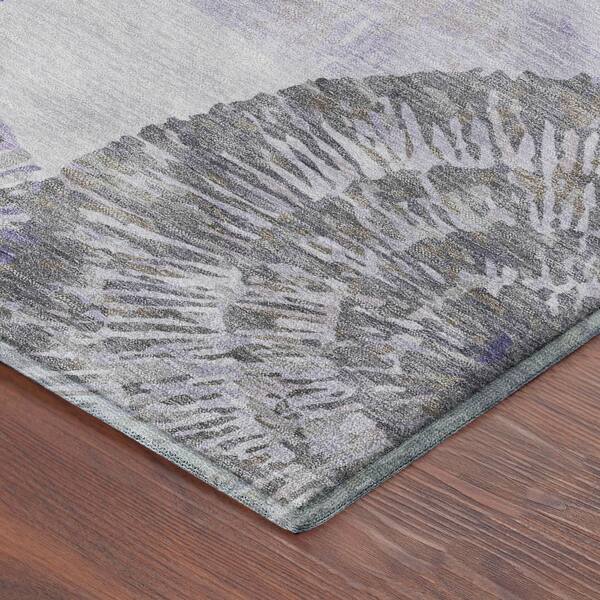 Mayfield Premium Machine Washable Abstract AMF2351 Plum 3 ft. x 5 ft. Area Rug