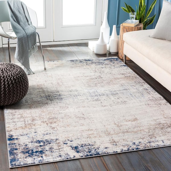 Hathor Navy 7 ft. x 7 ft. Modern Abstract Polypropylene Square Area Rug