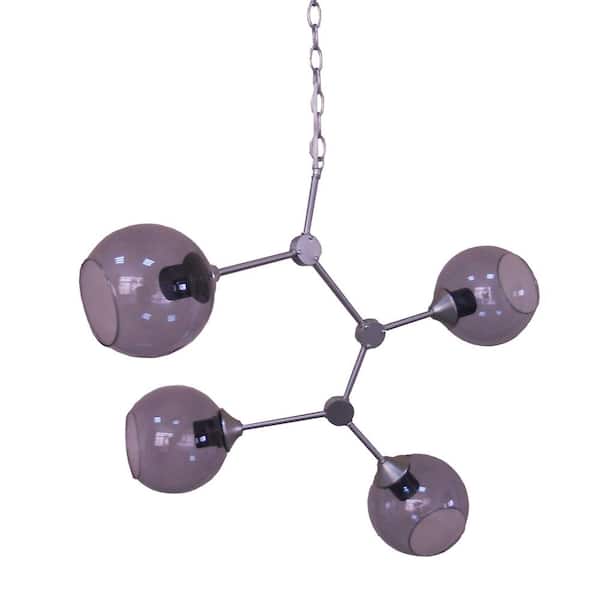 Filament Design 4-Light Satin Nickle Chandelier with Clear Flat Glass Shade