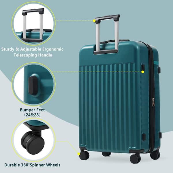 Polibi 5-Piece Dark Green Expandable Luggage Set with Travel Bags