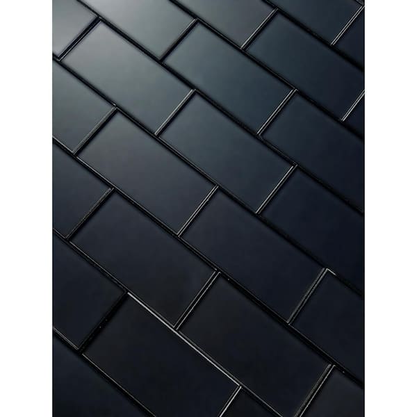 Forever Blue Gray 3 in. x 6 in. Matte Glass Subway Backsplash Wall Tile (14 sq. ft./Case)