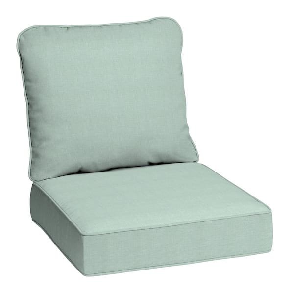 Hampton Bay 24 in. W x 24 in. D Cushionguard Deep Seat Universal Outdoor Cushion in Seabreeze