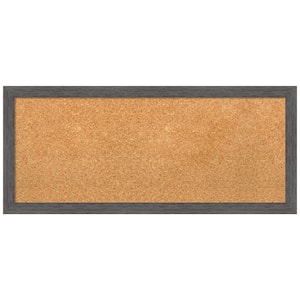 Pinstripe Plank Grey 31.88 in. x 13.88 in. Framed Corkboard Memo Board