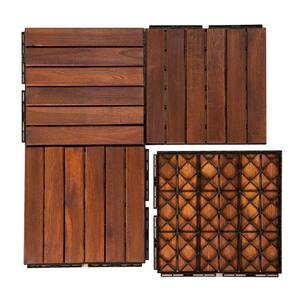 1 ft. x 1 ft. Acacia Wood Interlocking Flooring Tiles Striped Pattern Deck Tiles in Brown (10 Per Box)