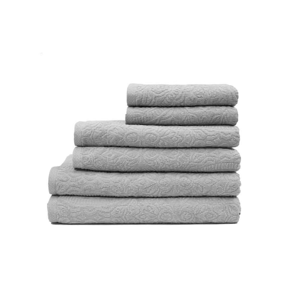 Portofino 6-Piece Platinum Floral Bath Towel Set