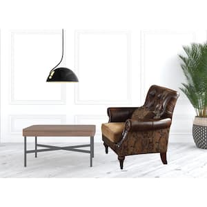 Amelia 40 in. Brown Faux Leather Arm Chair