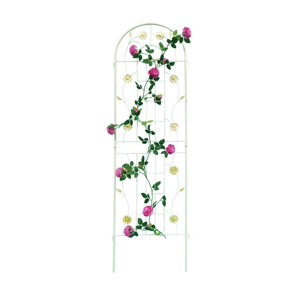 71 in. x 19.7 in. Metal Garden Trellis, Rustproof, Outdoor Trellis, White (