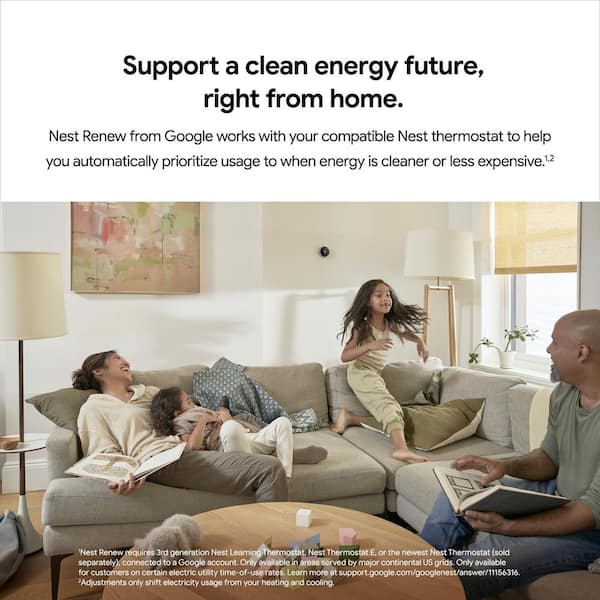 Google Learning Thermostat - Smart Wi-Fi Thermostat - Stainless Steel T3007ES - The Home Depot