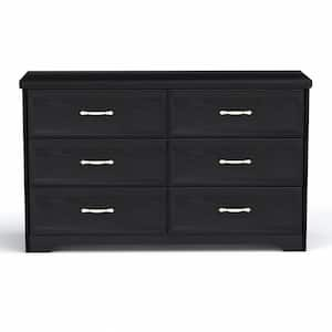 Black 6-Drawers 47.60 in. Wide Bedroom Chest of Drawers Dresser Metal Pulls