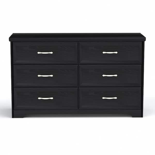 Unbranded Black 6-Drawers 47.60 in. Wide Bedroom Chest of Drawers Dresser Metal Pulls