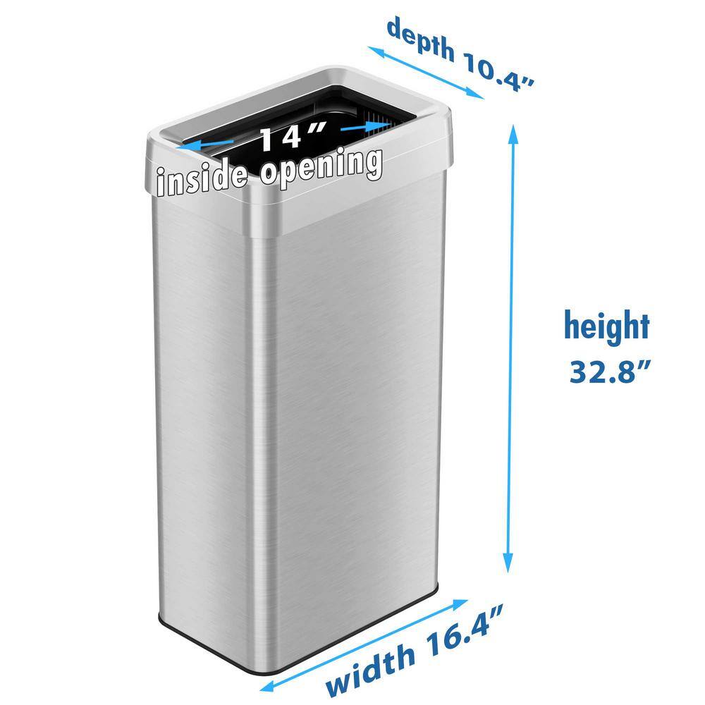 21 Gallon Silver Stainless Steel Touchless Trash Can