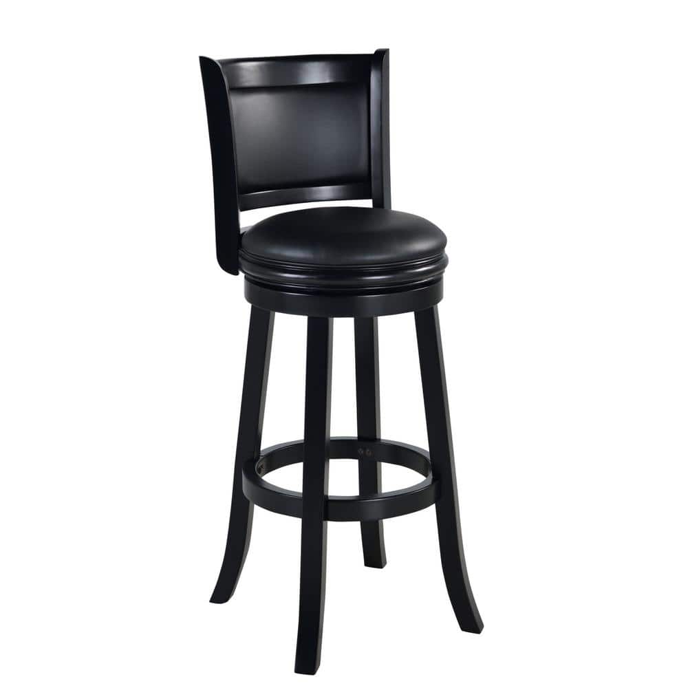 Augusta 47 in. Black High Back Wood 34 in. Swivel Bar Stool with Faux Leath