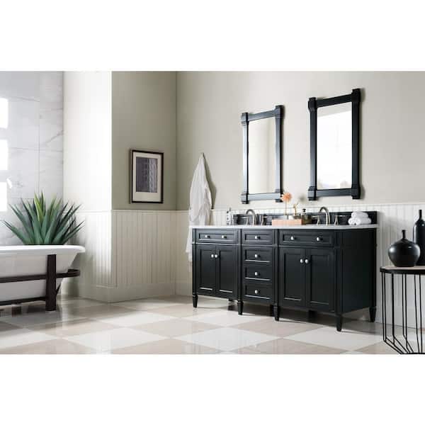 James Martin Vanities Brittany 72 In W Double Vanity Black Onyx With Solid Surface Top Arctic Fall White Basin 650v72bko3af The Home Depot James Martin Vanities Brittany 72 In W, 72 Brittany Double Bathroom Vanity Cottage White