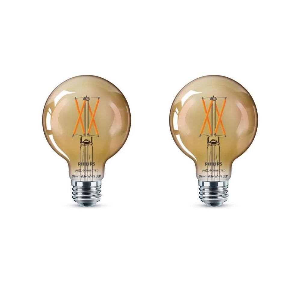 40-Watt Equivalent G25 LED Smart Wi-Fi Light Bulb Amber (2000K) powered by WiZ (2-Pack)