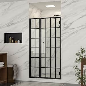 40 in. W x 72 in. H Semi-Frameless Hinged Shower Door in Tempered Glass Matte Black with Pattern Glass