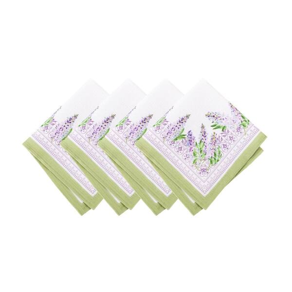 Threadmade Home Lilac Garden Floral Dinner Napkins, Set of 4, Multicolor - 17"W x 17"L