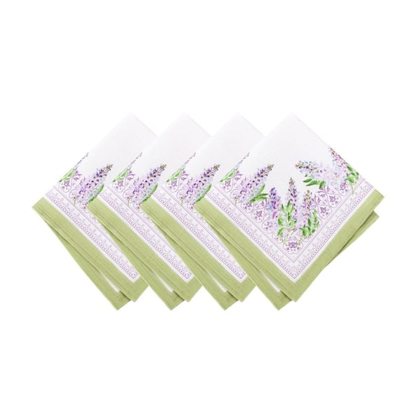 Threadmade Home Lilac Garden Floral Dinner Napkins, Set of 4, Multicolor - 17"W x 17"L