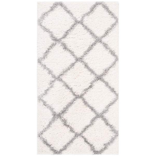 Parma Shag 2 ft. x 3 ft. Cream/Gray Wavy Diamond Area Rug