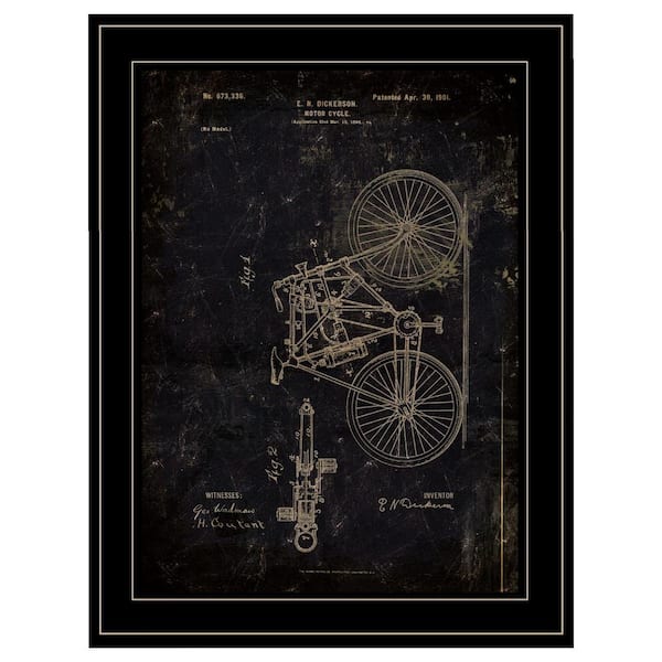 HomeRoots Charlie Motor Bike Patent 1-Piece Framed Wall Art 19 in. x 15 in.
