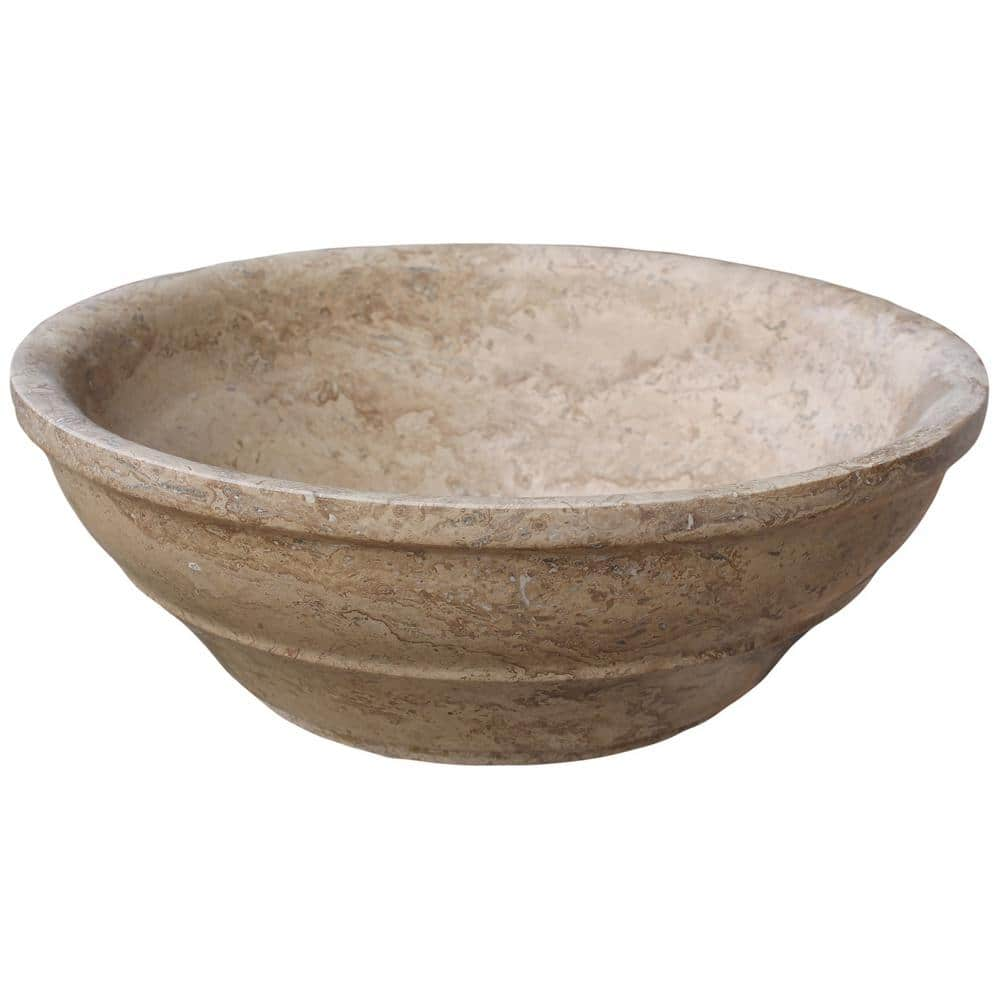 TashMart Elegant Natural Stone Vessel Sink In Almond Brown TM003-N ...