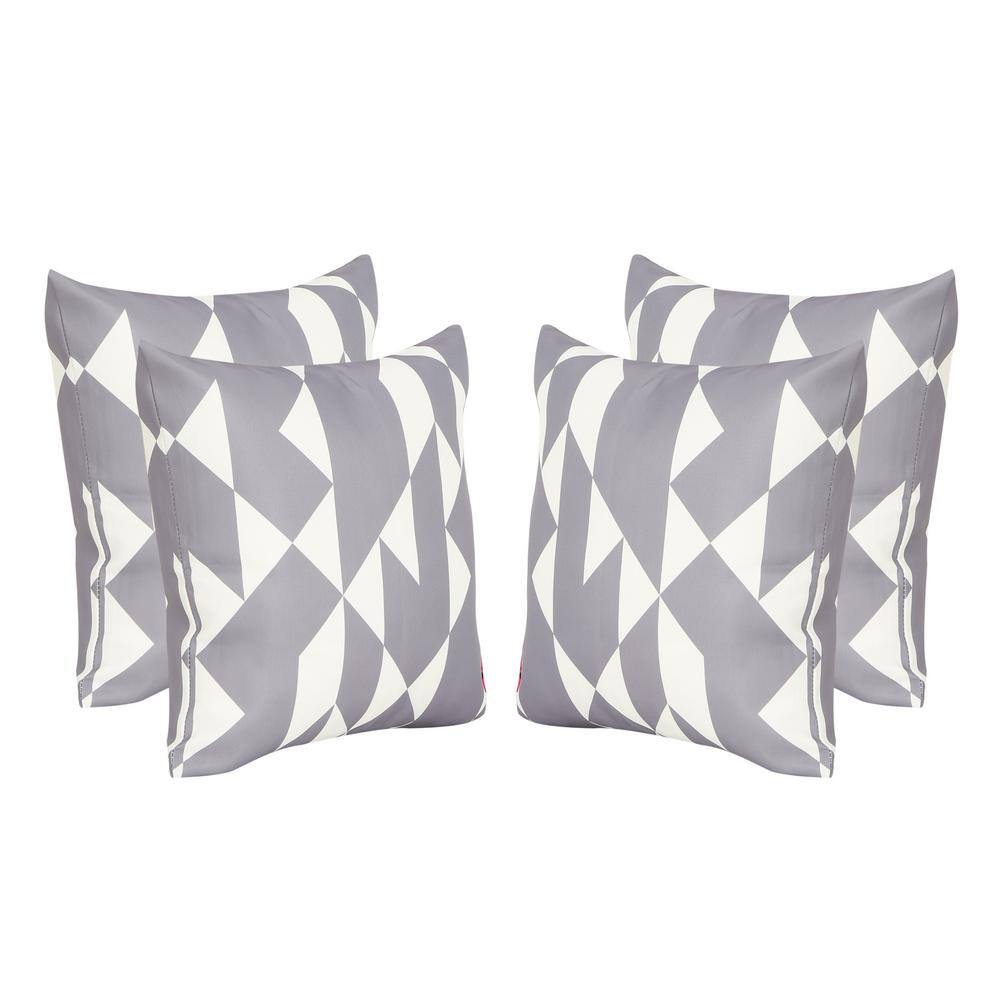 Noble House Loulu Grey and White Abstract Geometric Pattern Square ...