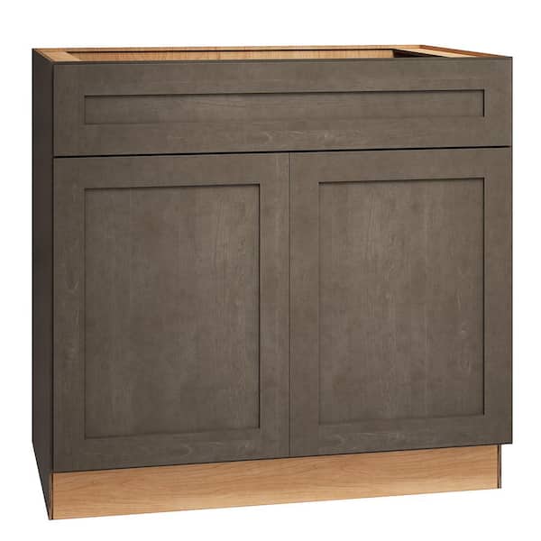 QuickShip Cottage 36 in. W x 24 in. D x 34.5 in. H in Assembled Plywood Shaker Sink Base Kitchen Cabinet in Fieldstone