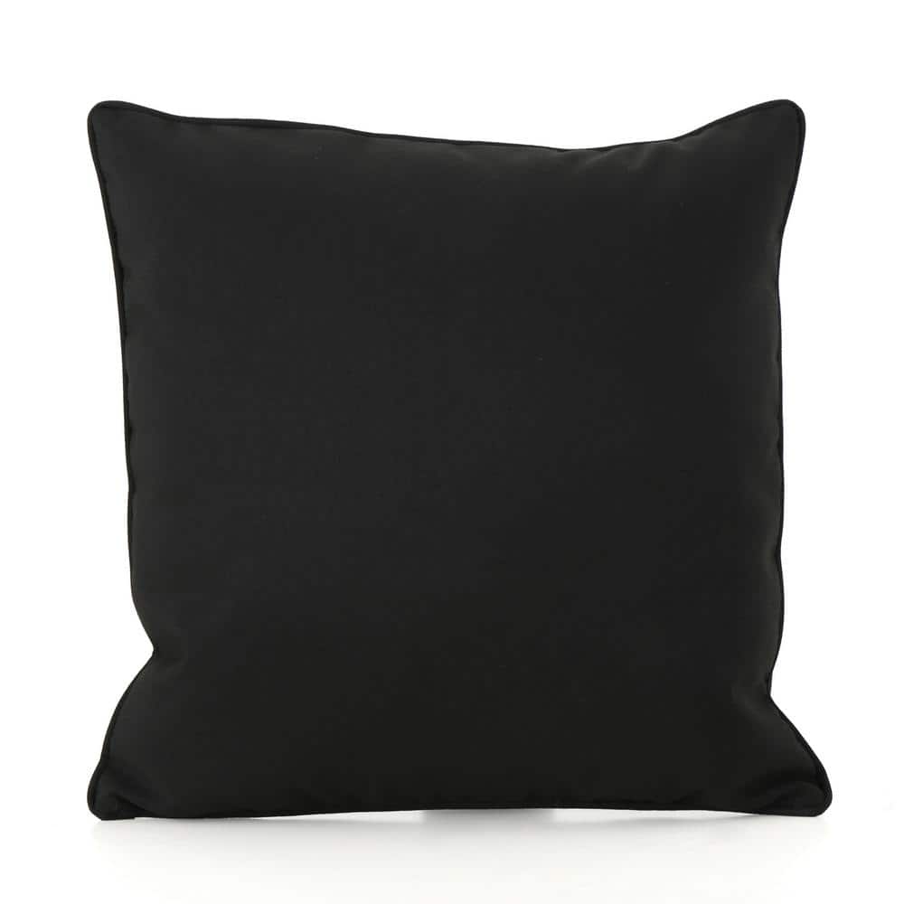 18 in. W x 18 in. H Black Outdoor Throw Pillow, Water Resistant Lumbar Pill