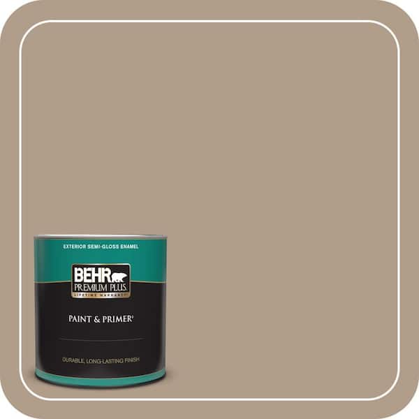 BEHR PREMIUM PLUS 1 qt. #BNC-14 Over the Taupe Semi-Gloss Enamel Exterior Paint & Primer