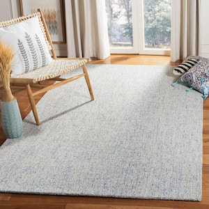 Abstract Ivory/Blue Doormat 2 ft. x 4 ft. Geometric Speckled Area Rug