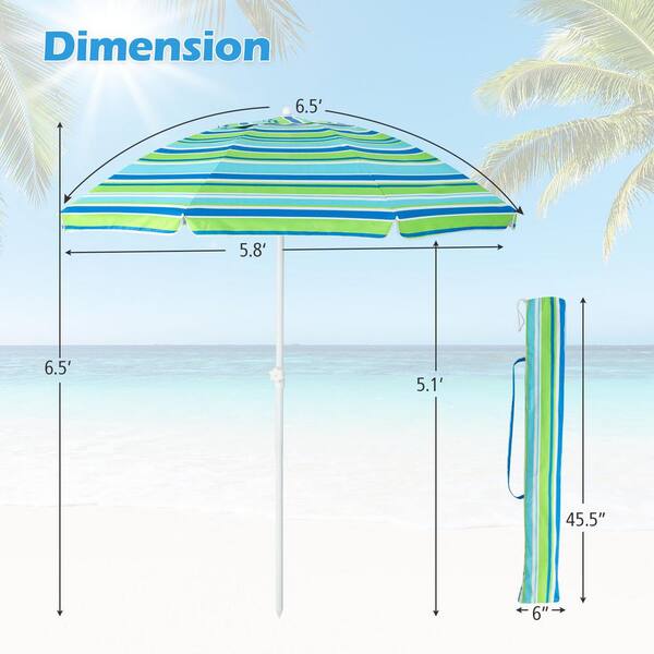 Costway 6.5ft Patio Beach Umbrella Sun Shade Tilt W/carry Bag Blue