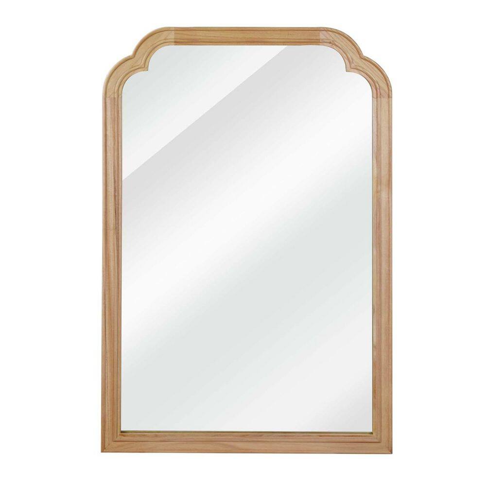 Natural 24 in W x 36 in. H Wood Frame Rounded Corner Decorative Mirror, Bathroom Mirrors For Bedroom, Living Room
