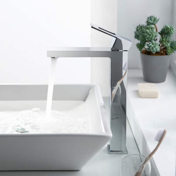 Single Handle Lever Handle Single Hole Bathroom Sink Faucet with Supply Lines and Adjustable Flow Rate in Chrome