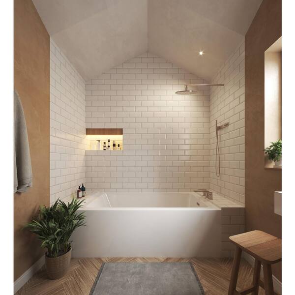 Grayley 66 in. x 36 in. Soaking Alcove Bathtub with Right Drain in White with Polished Chrome Trim