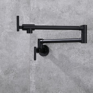 Farmhouse Double Handle Wall Mount Pot Filler with Solid Brass Instruction in Matte Black