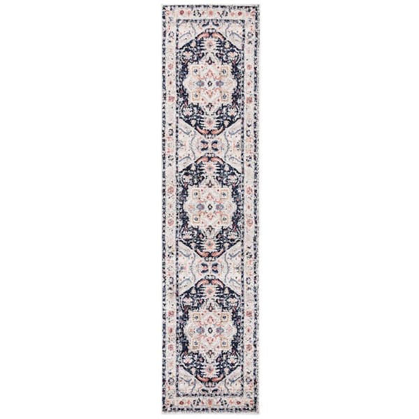 Luna Beige 2 ft. x 9 ft. Border Ornate Runner Rug